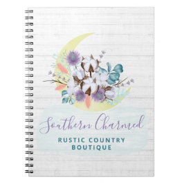 Caderno Espiral Sul Floral Algodão Lua e Madeira Rústica