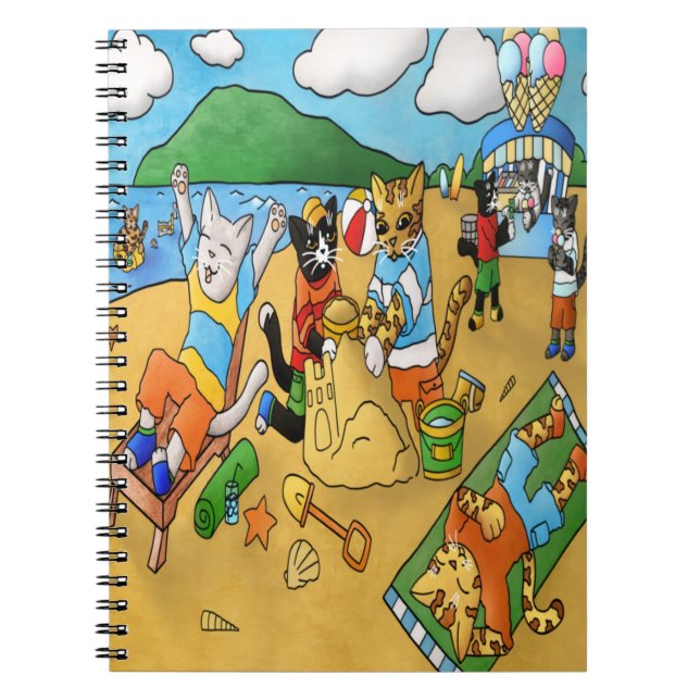 Caderno Espiral Summer Beach Cats (Frente)