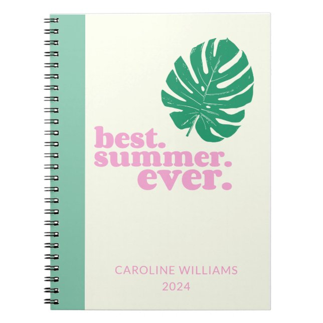 Caderno Espiral Summer Monstera Leaf Nature Personalizado (Frente)