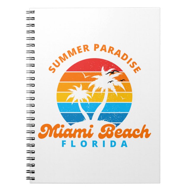 Caderno Espiral Summer Paradise Miami Beach Flórida-Sunset Palms (Frente)