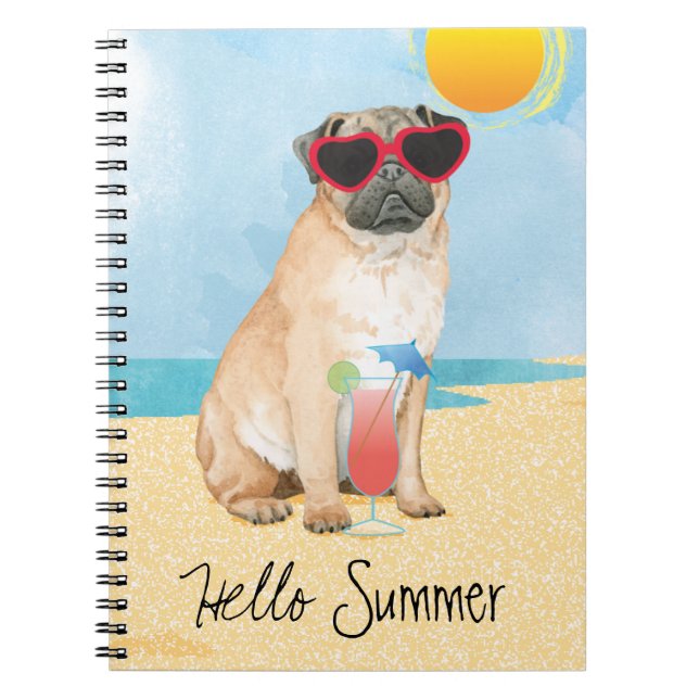 Caderno Espiral Summer Pug (Frente)