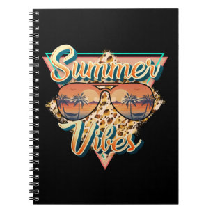 Caderno Espiral Summer Vibes Vintage Sunglass Sunset de praia