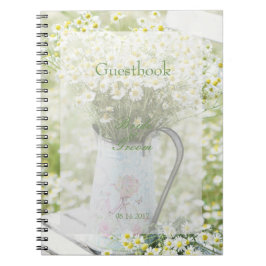 Caderno Espiral Summerfield Daisies Flower Wedding livro convidado