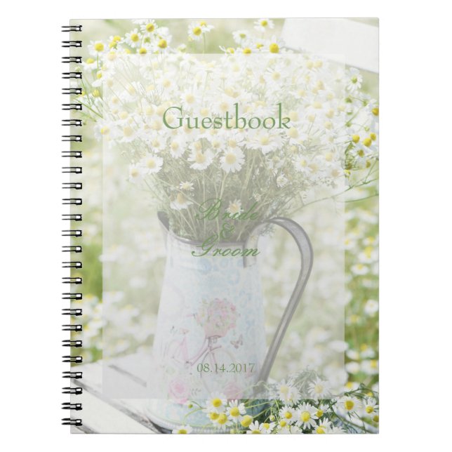 Caderno Espiral Summerfield Daisies Flower Wedding livro convidado (Frente)