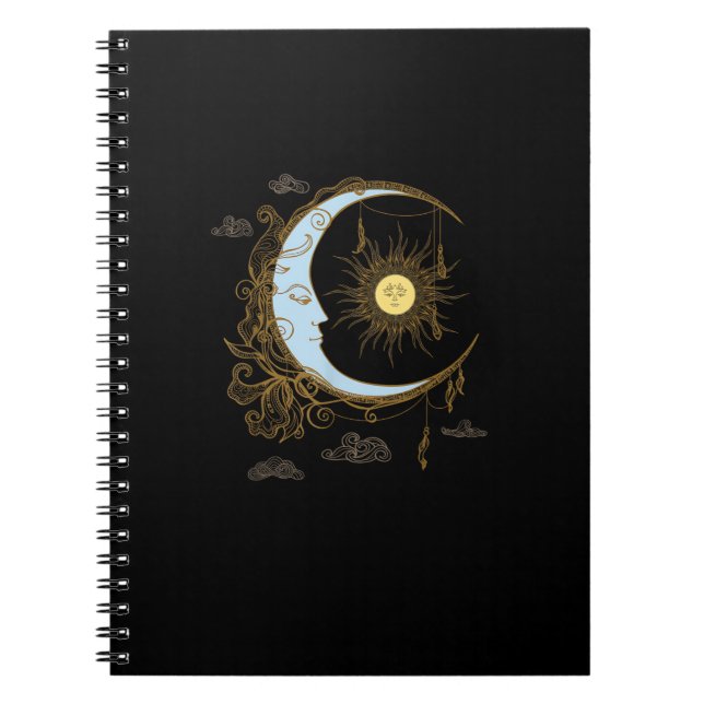 Caderno Espiral Sun Moon Vintage 90s Bruxa Whimsigoth (Frente)