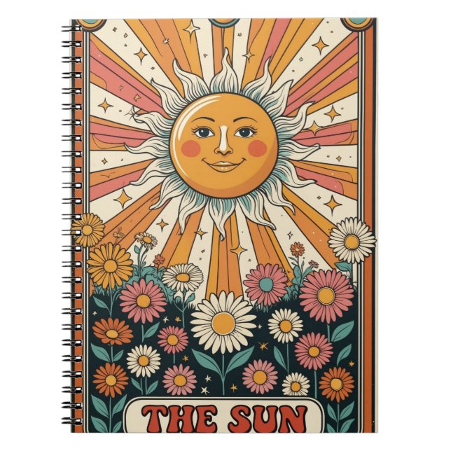 Caderno Espiral Sun Tarot Notebook, Boho Sun Journal (Frente)