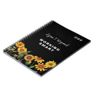 Caderno Espiral Sunflower Custom Name Bright Floral