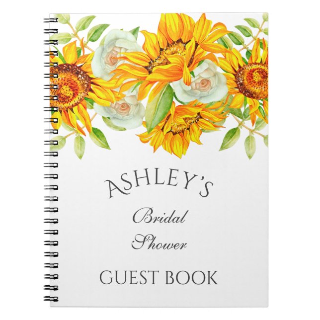 Caderno Espiral Sunflower Watercolo Floral Personalizado Livro de  (Frente)