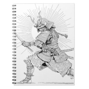 Caderno Espiral Sunlit Samurai Precision Line Art
