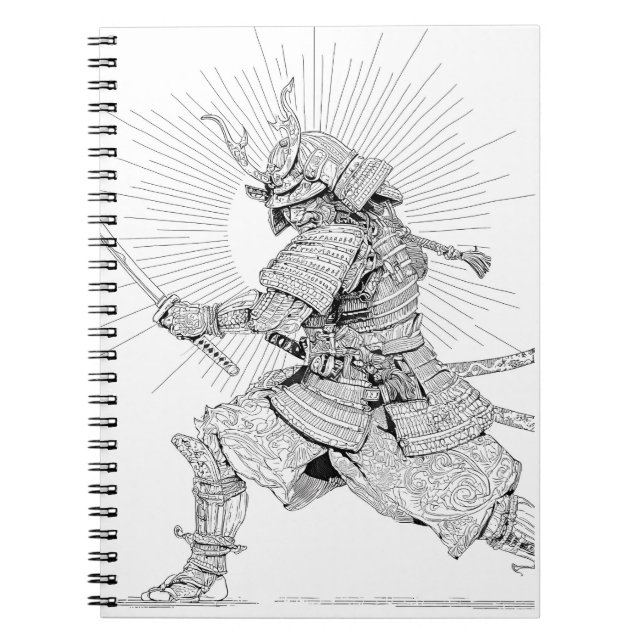 Caderno Espiral Sunlit Samurai Precision Line Art (Frente)