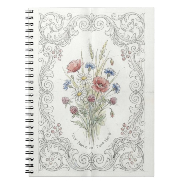 Caderno Espiral Sunlit Wildflower Meadow: Nature Lover's Botanical (Frente)