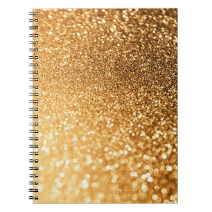 Caderno Espiral Sunny Sparkle Yellow Luxury Trendy Dourada Glitter