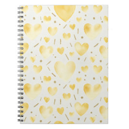 Caderno Espiral Sunny Yellow Watercolor Hearts
