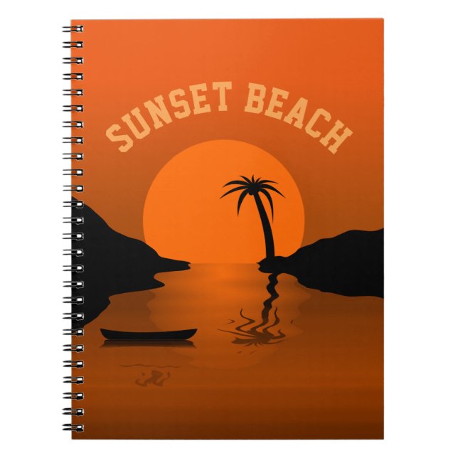 Caderno Espiral Sunset Beach Tropical Orange Sunset (Frente)