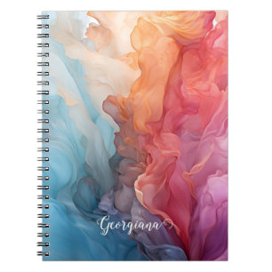 Caderno Espiral Sunset Colorido Personalizado em Tinta de Álcool n