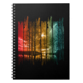 CADERNO ESPIRAL SUNSET DE VINTAGEM DE ÁRVORES