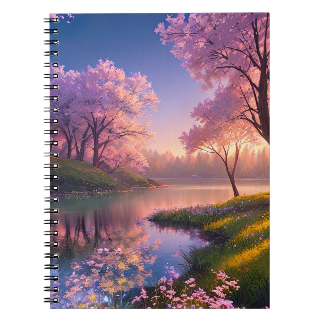 Caderno Espiral Sunset e Cherry Blossoms (Frente)