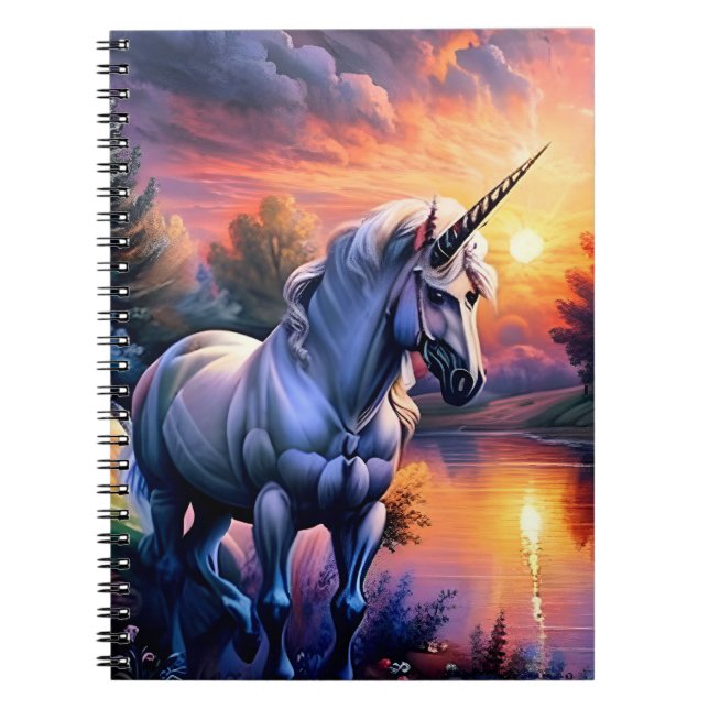 Caderno Espiral Sunset Lake River Unicorn Seven (Frente)