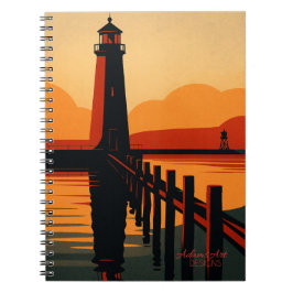 Caderno Espiral Sunset Lighthouse Silhouette
