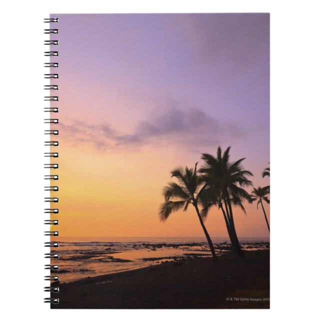 Caderno Espiral Sunset na Baía de Kahaluu em Kona, Havaí 2 (Frente)