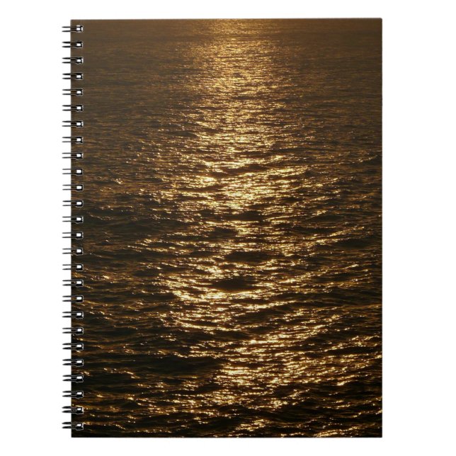 Caderno Espiral Sunset no Oceano Abstrato de Água Fotografia (Frente)