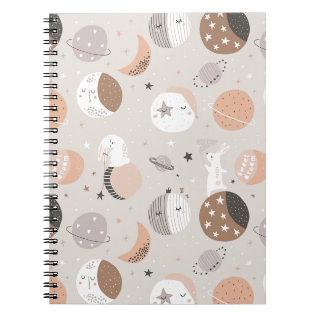 Caderno Espiral Suores Pedaços De Sonho Em Padrão Espacial (Frente)