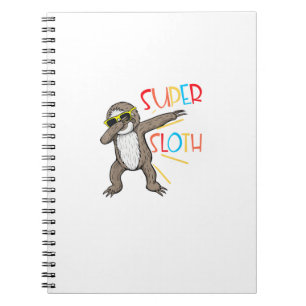Caderno Espiral Super Sloth Super-Herói Engraçado Movimento de Dan