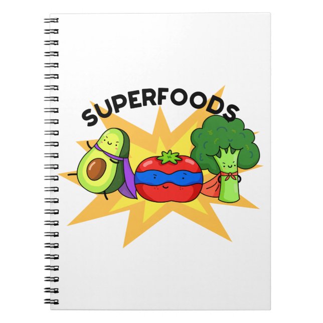 Caderno Espiral Superalimentos Piada Engraçada de Legume  (Frente)