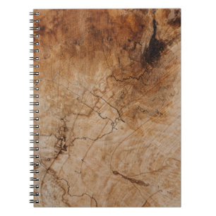 Caderno Espiral Superfície de madeira castanha e preta