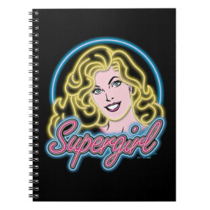Caderno Espiral Supergirl Retro Neon Lights Graphic