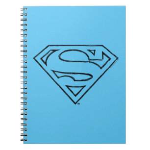 Caderno Espiral Superman S-Shield Simple Black Outline Logo