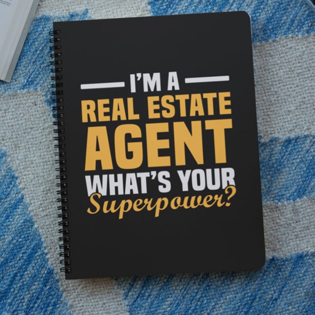 Caderno Espiral Superpoder de Agente Imobiliário Minimalista Engra (Funny Minimalist Real Estate Agent Superpower Notebook)