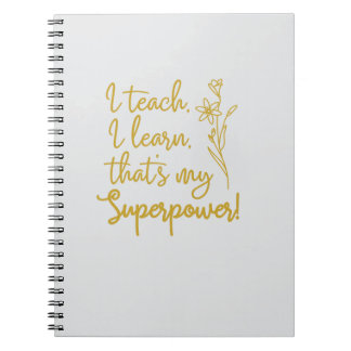 Caderno Espiral Superpoder dos Professores Eu Ensino Eu Aprendo