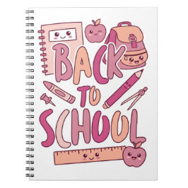 Caderno Espiral Suprimentos Estudantis Rosa Kawaii de Volta à Esco