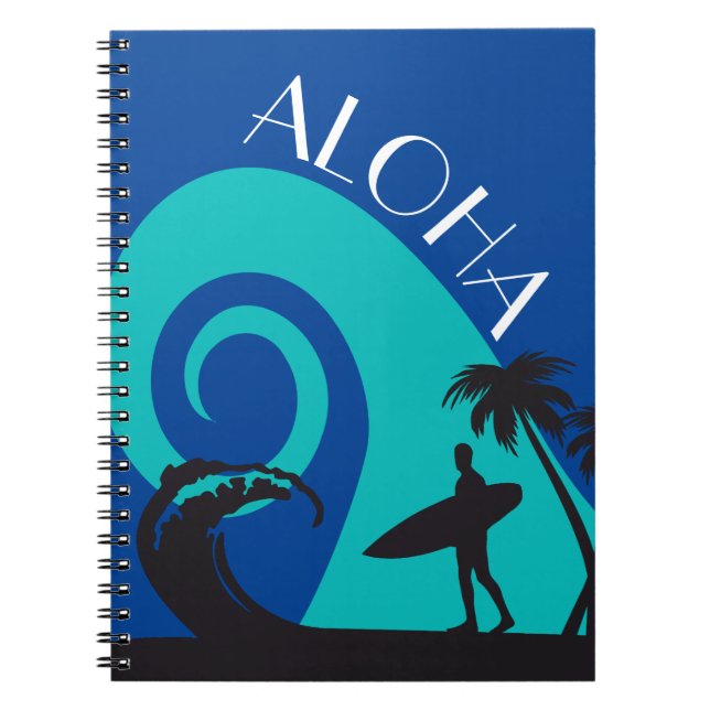Caderno Espiral Surf Aloha e Palmeiras (Frente)