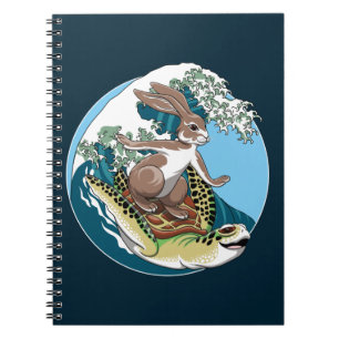 Caderno Espiral Surfe de Verão - Ilustração de Tartaruga e Coel