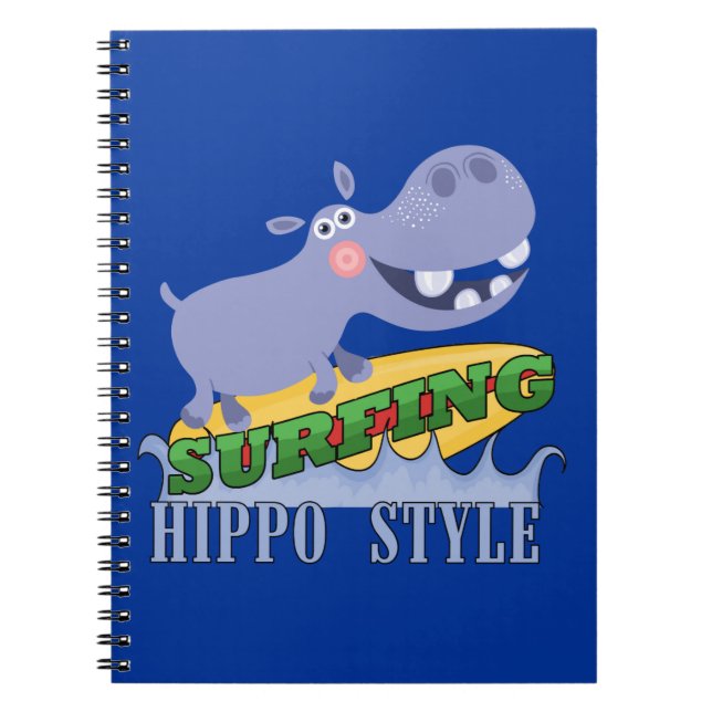 Caderno Espiral Surfer Hippopotamus (Frente)