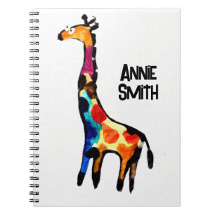 Caderno Espiral Surpresa, girafa ingênua! Nome editável