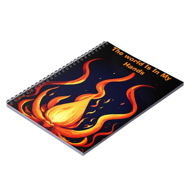 Caderno Espiral Surreal Flame Vetor Art-4K Renderização para - (Left Side)