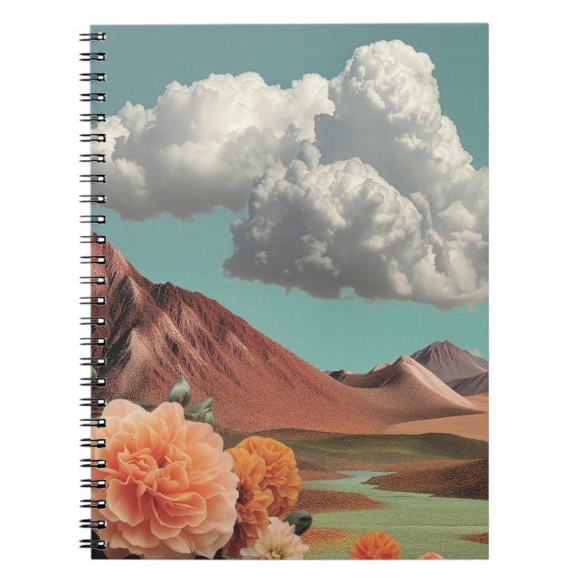 Caderno Espiral Surreal Floral Mountainscape With Dramatic Clouds (Frente)