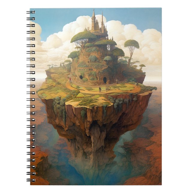 Caderno Espiral Surreal Island Landscape Fantasy Art (Frente)