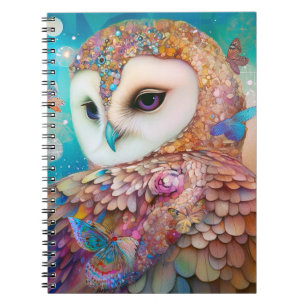 Caderno Espiral Surreal Owl Fantasy Art