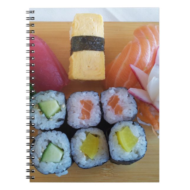 Caderno Espiral Sushi Ásia Peixe Arroz Comida (Frente)