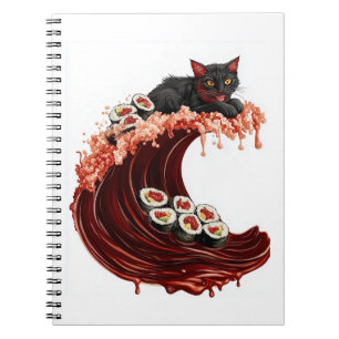 Caderno Espiral Sushi Cat Dreams - Gatinho de Comida Quirky japonê