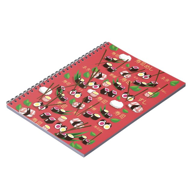 Caderno Espiral Sushi Vermelho (Left Side)