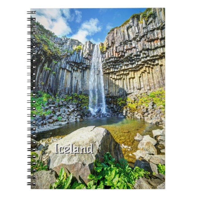 Caderno Espiral Svartifoss Waterfall, Islândia (Frente)