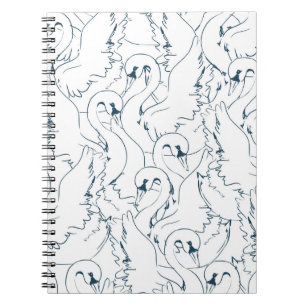 Caderno Espiral Swan Pattern Seamless, padrão, abstrato, traseiro