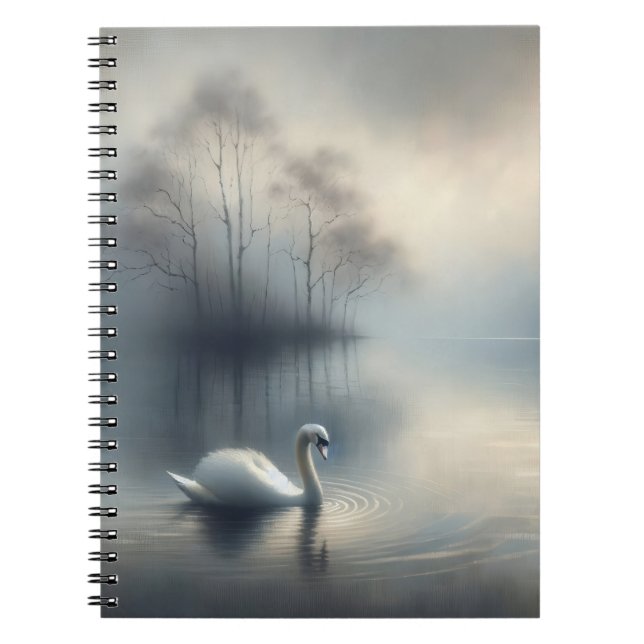 Caderno Espiral Swan Solitário no Misty Lake (Frente)