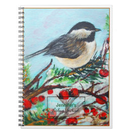 Caderno Espiral Sweet Chickadee Songbird Art