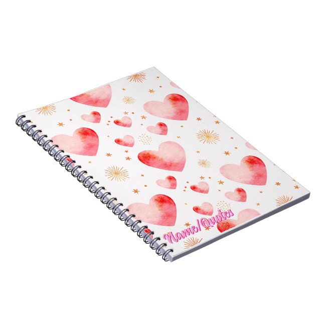 Caderno Espiral Sweet Valentine Heart Pattern with Golden Glitter (Lado Direito)